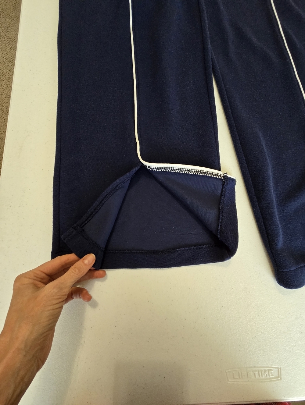 Spanx AirEssentials Front Stripe Wide Leg Pant Navy Women's Large Athleisure - Picture 7 of 9